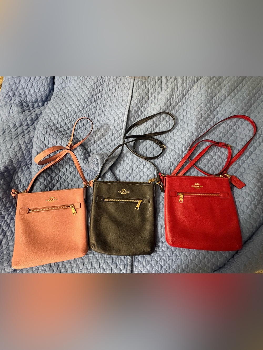 Lot of 3 Coach Mini Rowan File Bags in Excellent Used Condition
